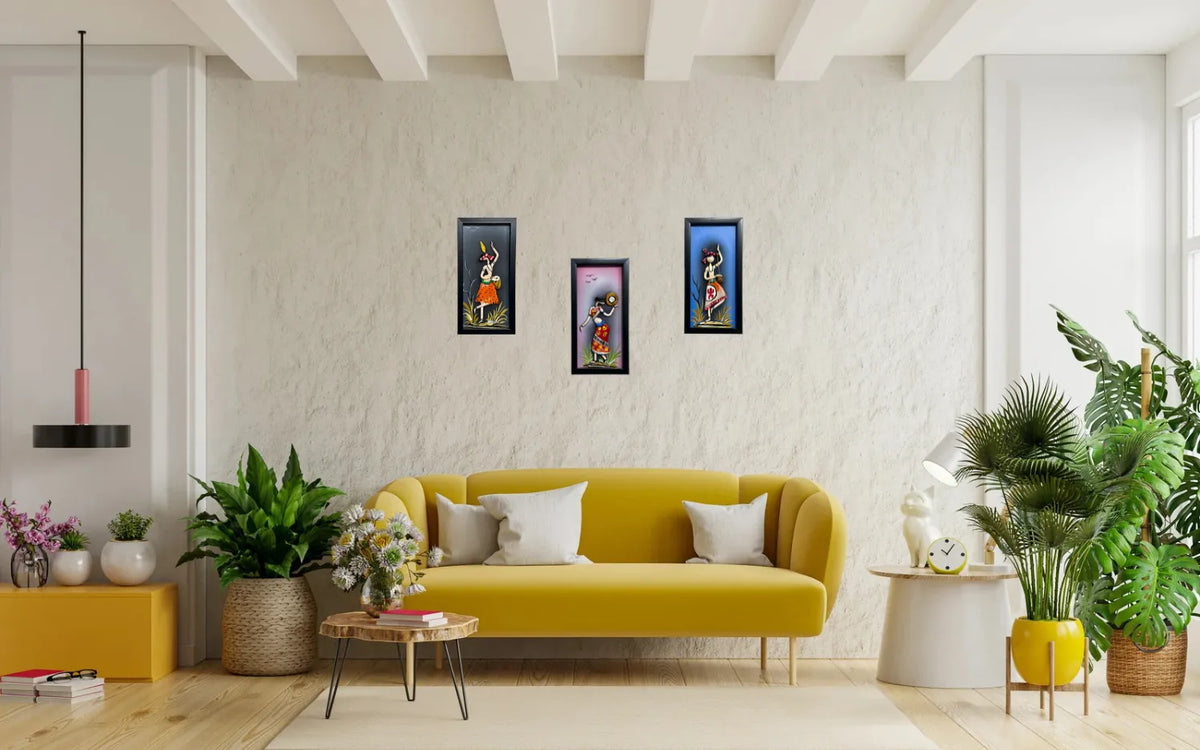 Lacquer Craft Wall Hanging in a Modern Living Room
