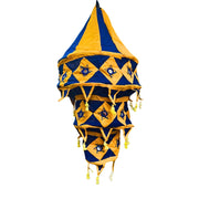 Applique Craft | Cotton Hanging Lamp - Round (Yellow & Blue) - Taalapatra Vibes