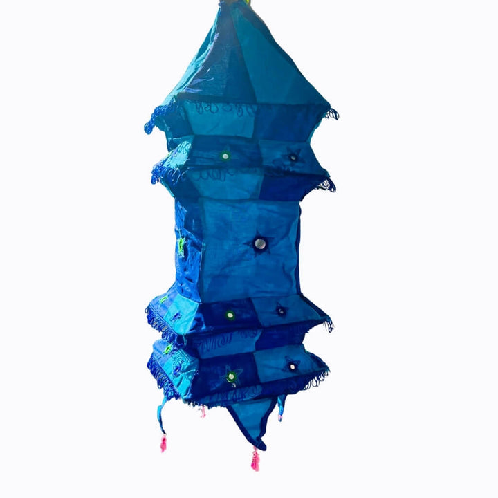 Applique Craft | Cotton Hanging Lamp - Square (Blue) - Taalapatra