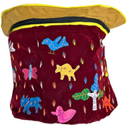 Applique Storage | Velvet Laundry / Storage Bag - 41 L (Maroon) - Taalapatra Vibes