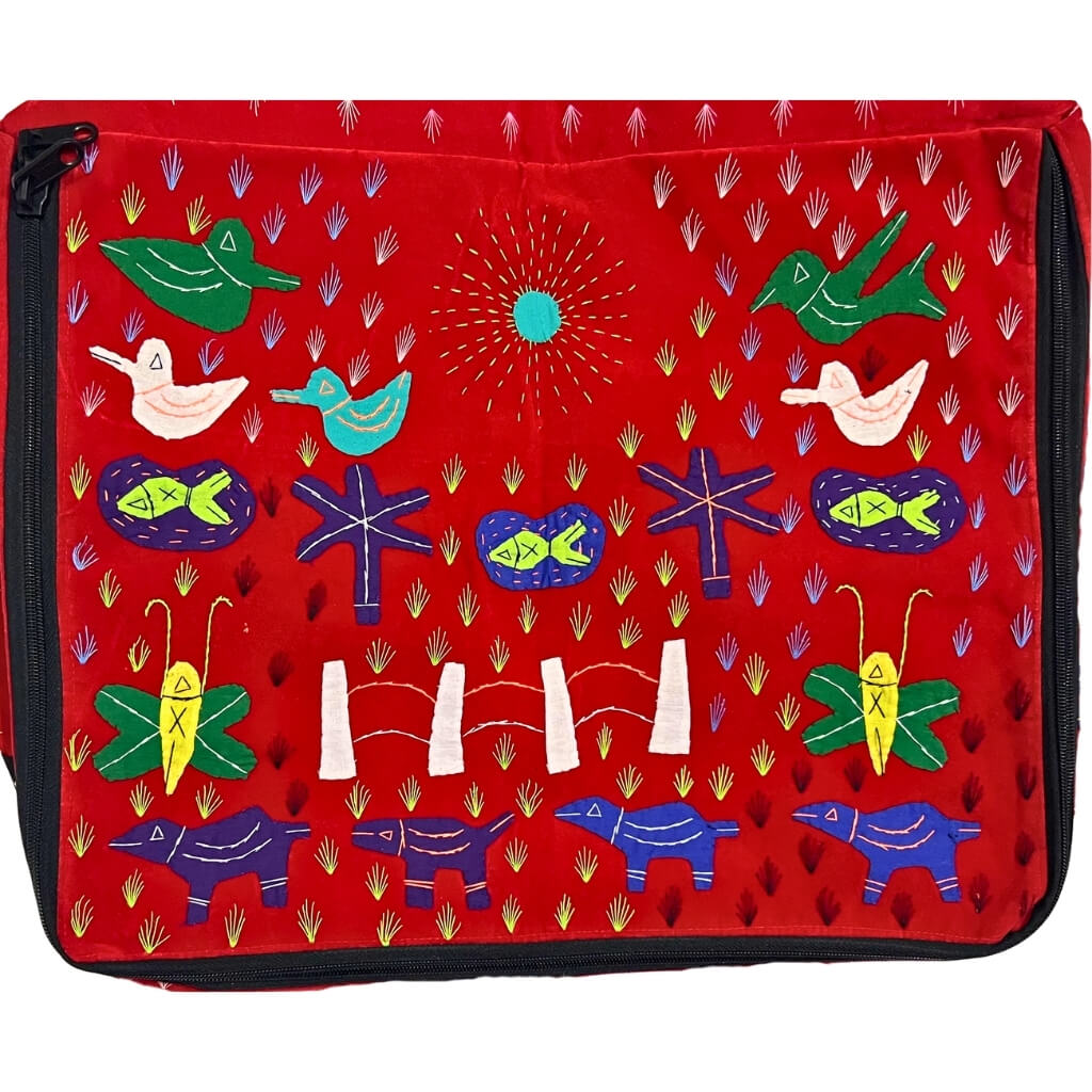 Applique Storage | Velvet Saree & Dress Briefcase / Carry Bag with 6 Compartments (Red) - Taalapatra Vibes