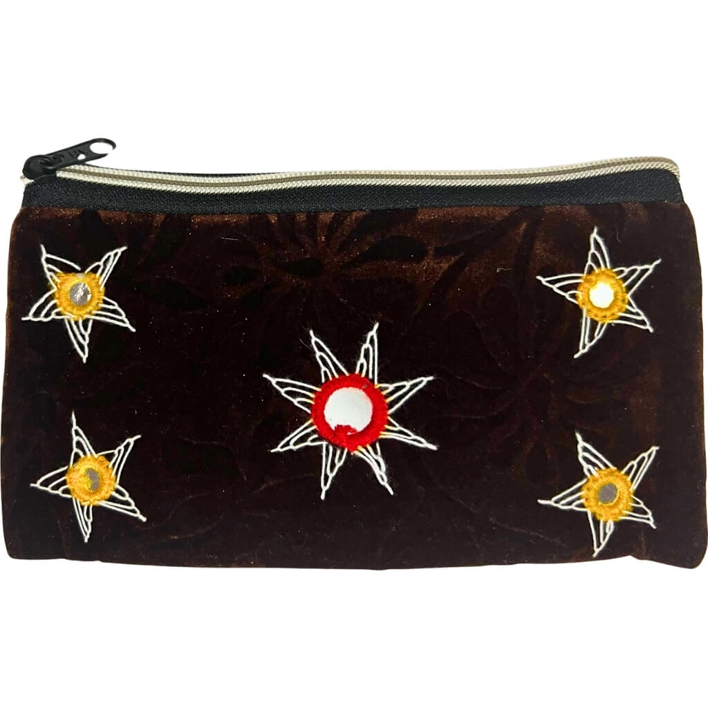 Applique Storage | Velvet Hand Purse / Vanity Case - Small (Choco Brown) - Taalapatra Vibes