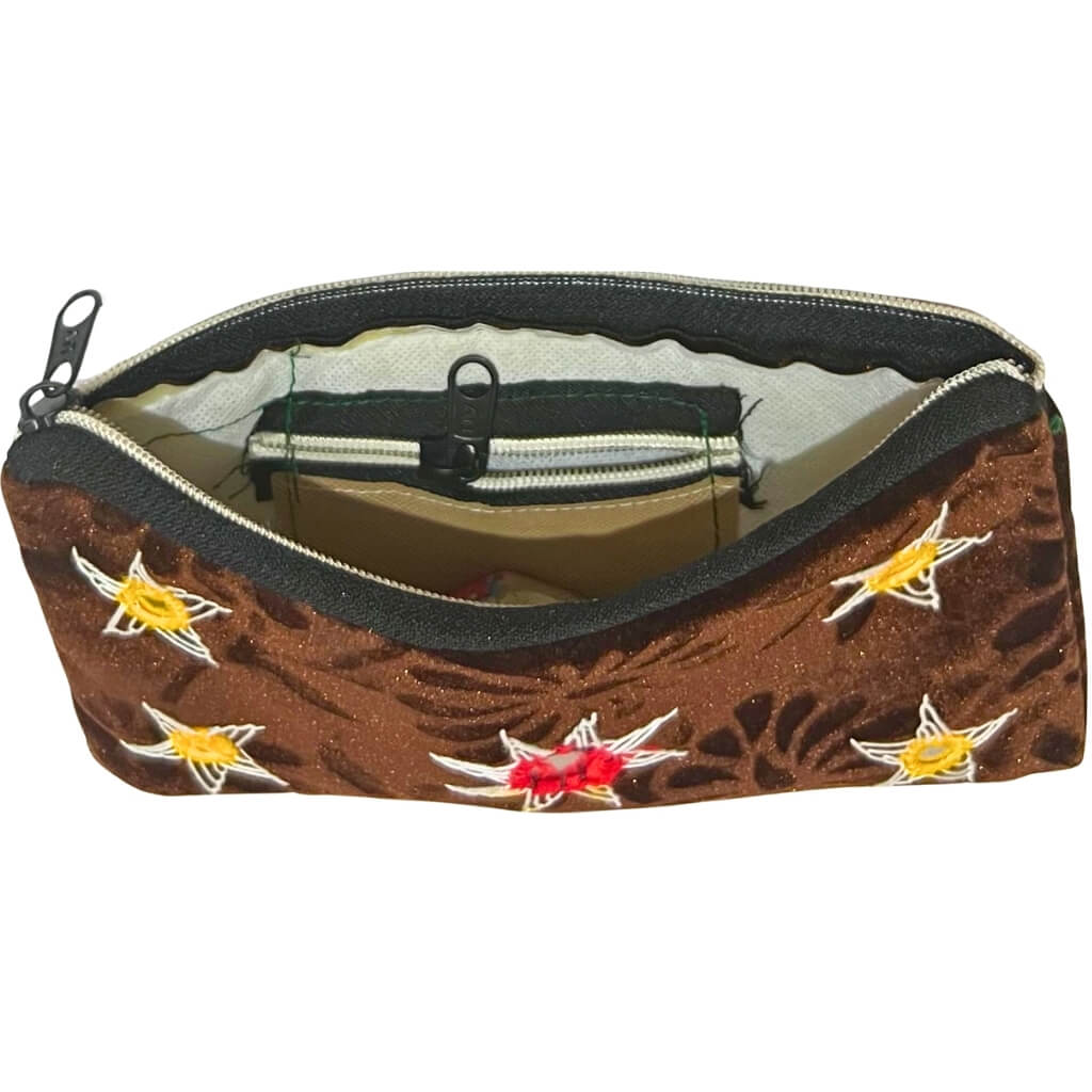 Applique Storage | Velvet Hand Purse / Vanity Case - Small (Choco Brown) - Taalapatra Vibes