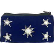 Applique Storage | Velvet Hand Purse / Vanity Case - Small (Blue) - Taalapatra Vibes
