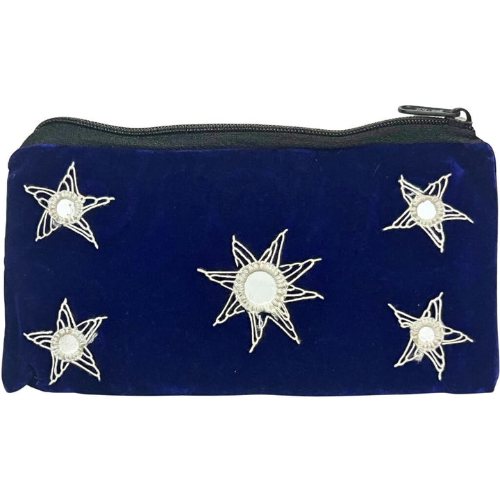Applique Storage | Velvet Hand Purse / Vanity Case - Small (Blue) - Taalapatra