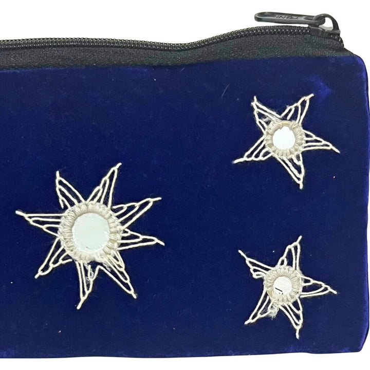 Applique Storage | Velvet Hand Purse / Vanity Case - Small (Blue) - Taalapatra