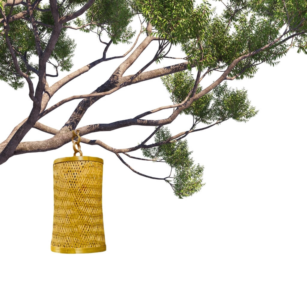 Bamboo Craft | Hanging Cylindrical Lamp (Natural Colour) - Taalapatra Vibes