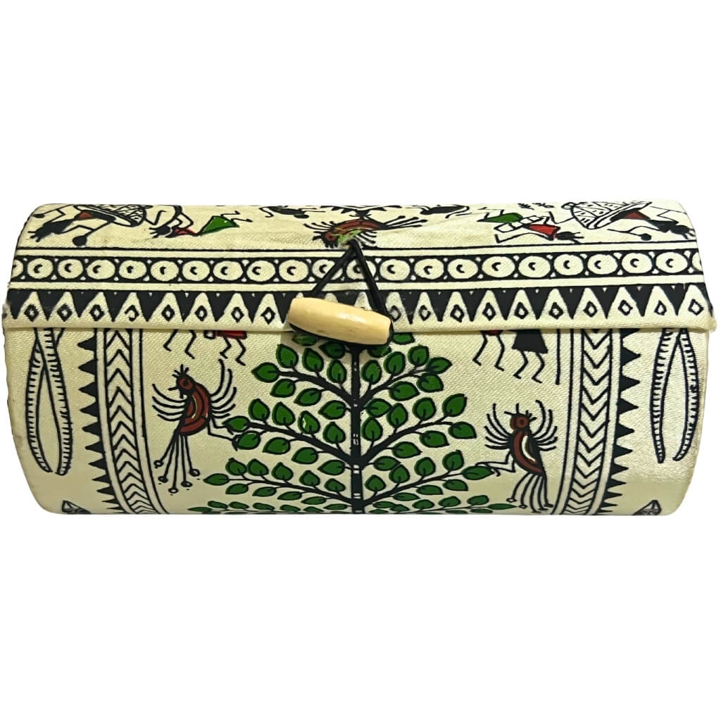 Bamboo Craft | Fabric Wrapped Bangle Organizer Box - Tribal Art (Small) - Taalapatra Vibes