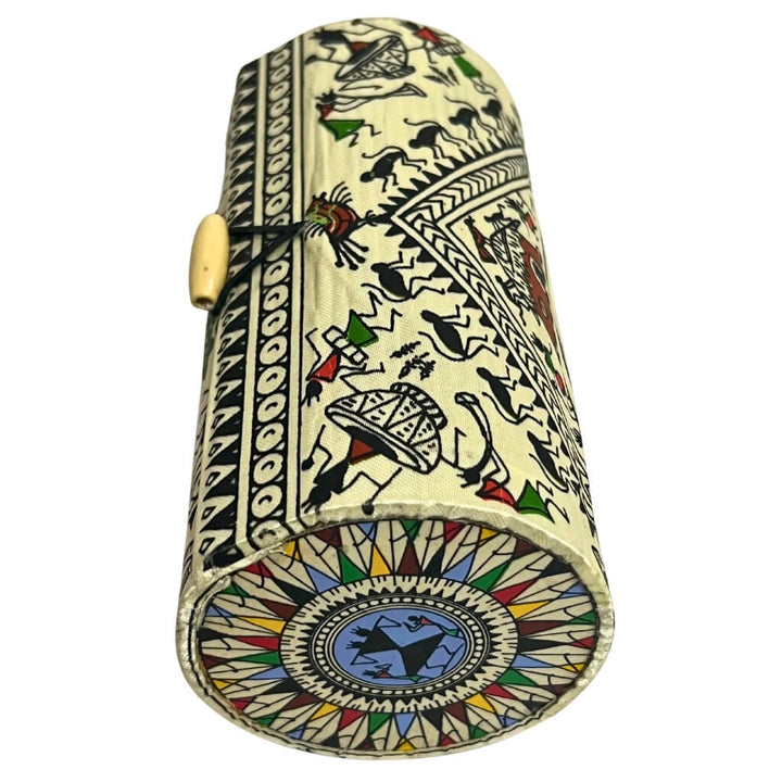 Bamboo Craft | Fabric Wrapped Bangle Organizer Box - Tribal Art (Small) - Taalapatra