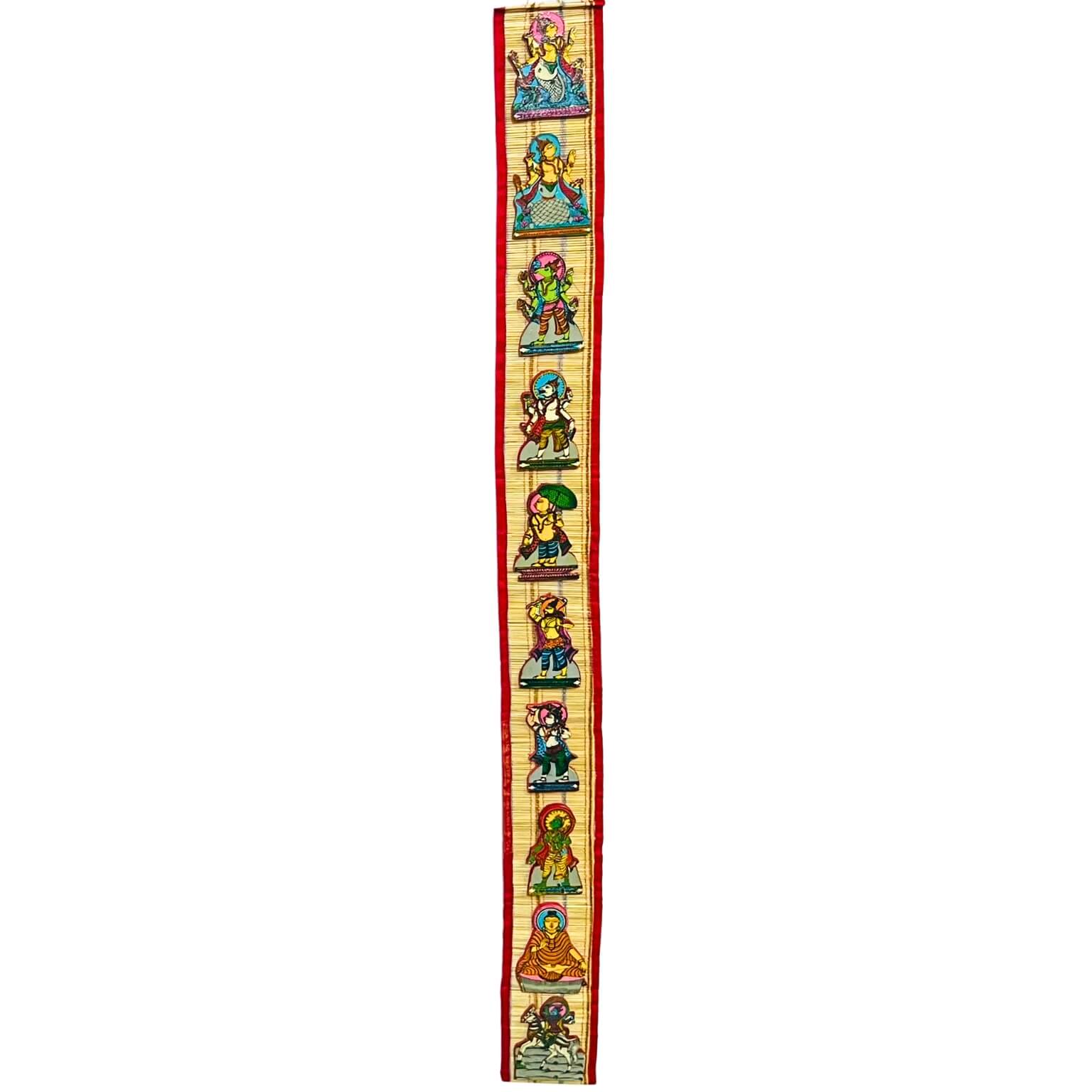 Bamboo Craft | Wooden Handcarved Vishnu Dashavatara on Bamboo Strip Wall Hanging - UNFRAMED - Taalapatra Vibes