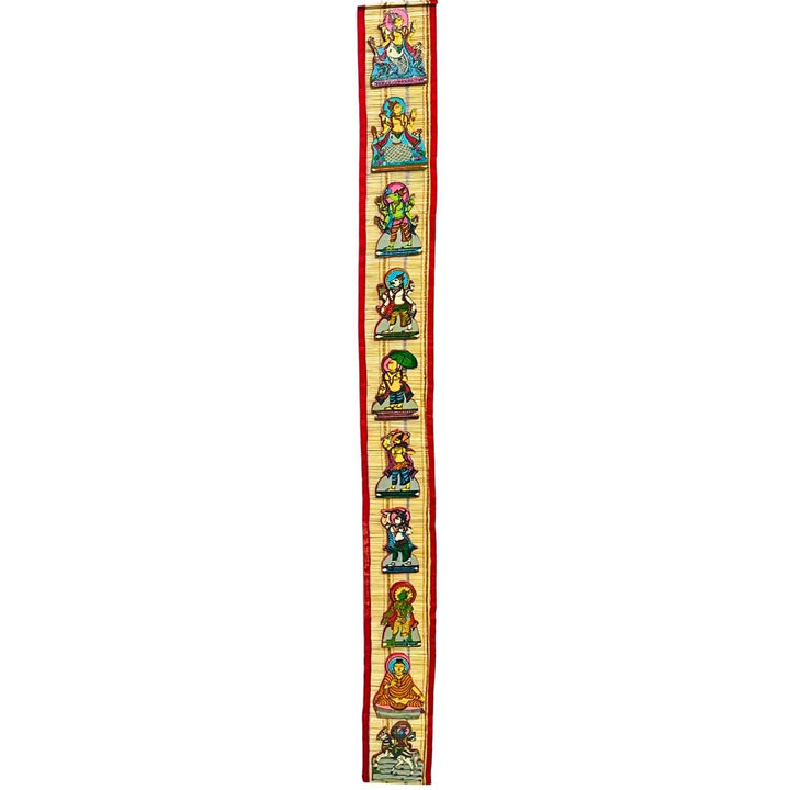 Bamboo Craft | Wooden Handcarved Vishnu Dashavatara on Bamboo Strip Wall Hanging - UNFRAMED - Taalapatra