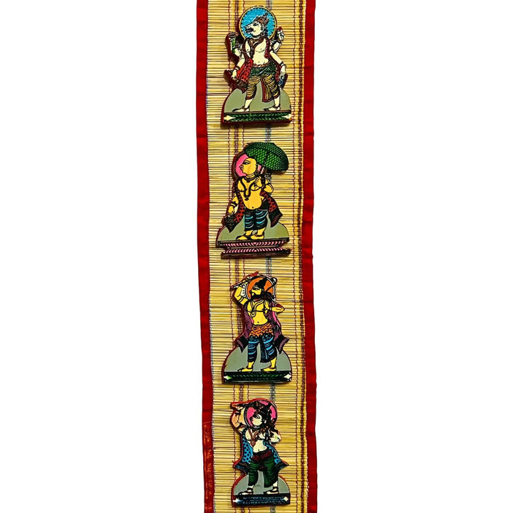 Bamboo Craft | Wooden Handcarved Vishnu Dashavatara on Bamboo Strip Wall Hanging - UNFRAMED - Taalapatra