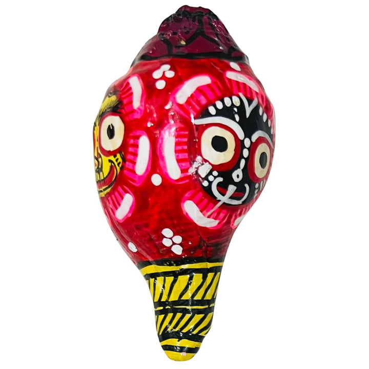 Shell Craft | Hand Painted Lord Jagannath, Balabhadra & Subhadra on Sankha / Conch - Multicolour (Design 1) - Taalapatra