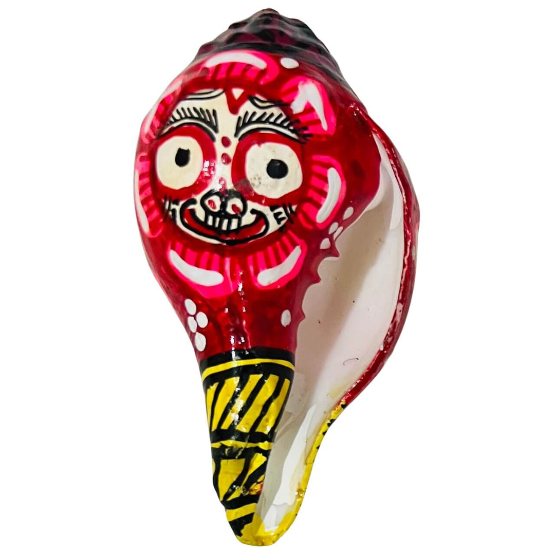 Shell Craft | Hand Painted Lord Jagannath, Balabhadra & Subhadra on Sankha / Conch - Multicolour (Design 1) - Taalapatra