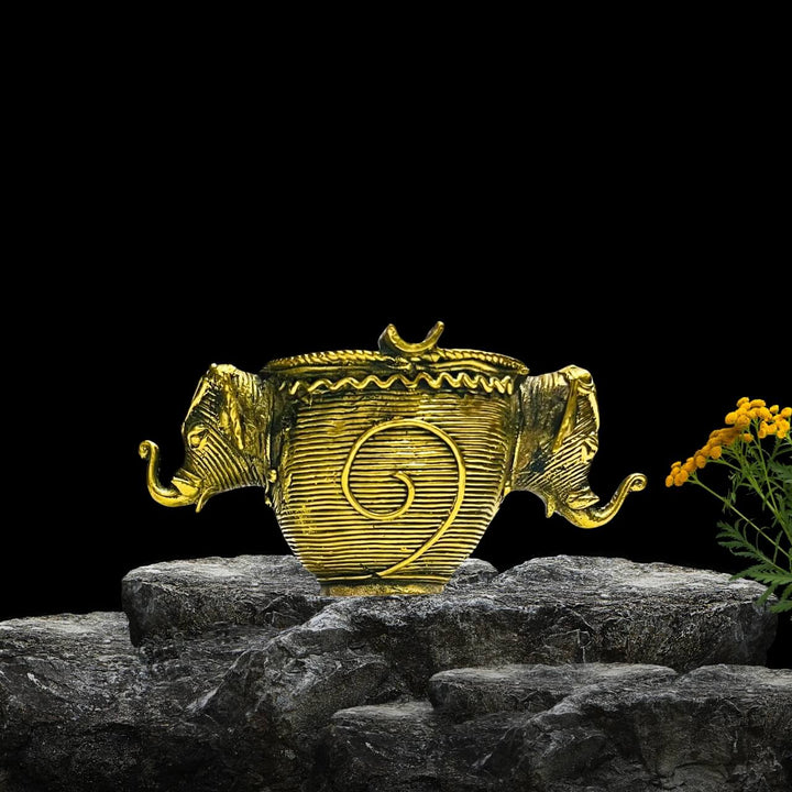 Handmade Dhokra (Bell Metal) Elephant Ashtray - Taalapatra