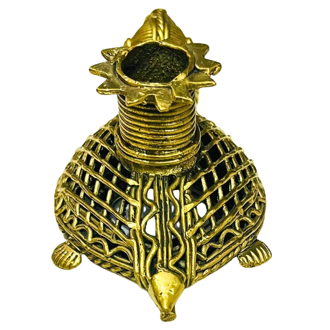 Handmade Dhokra (Bell Metal) Turtle Candle Stand - Taalapatra