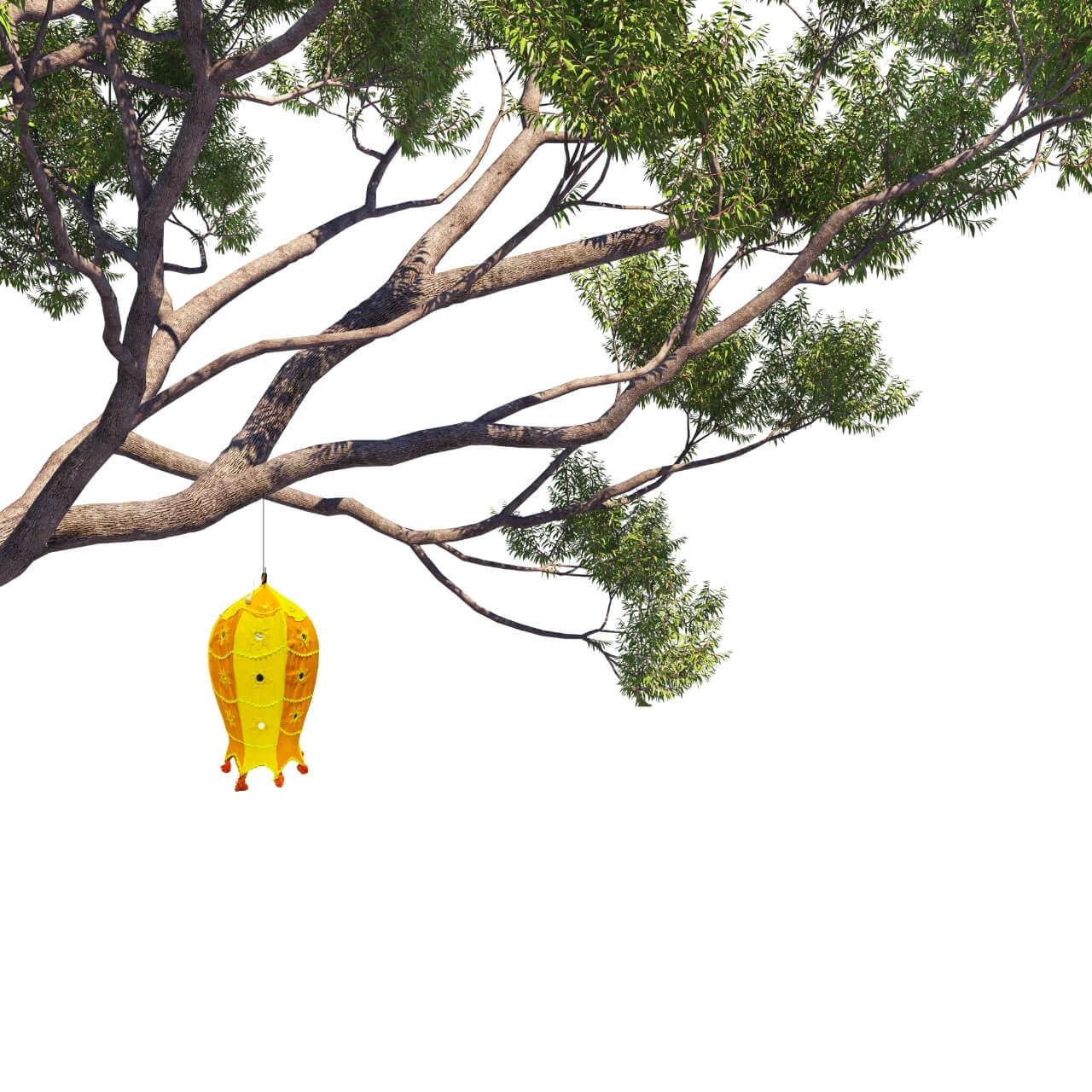 Applique Craft | Cotton Hanging Lamp - Fish Style (Yellow) - Taalapatra Vibes