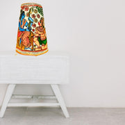 Pattachitra Art | Hand Painted Fabric Table Lamp - Round Base (Ramayan Scene) - Taalapatra Vibes