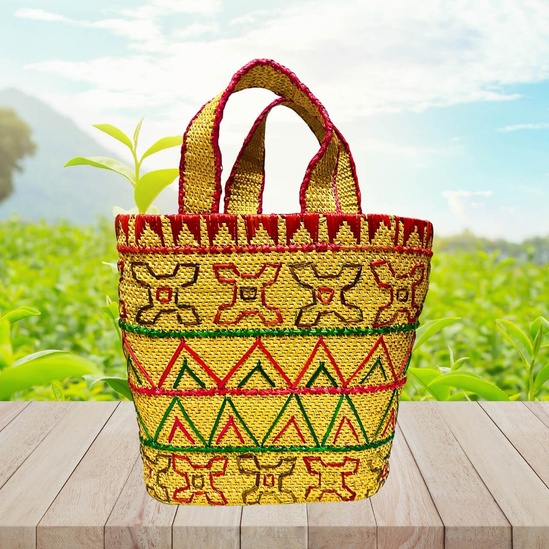 Handwoven Golden Grass | Hand Bag - Multi Design (Flexible Loop Handle) - Taalapatra