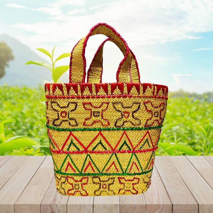 Handwoven Golden Grass | Hand Bag - Multi Design (Flexible Loop Handle) - Taalapatra