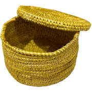 Handwoven Golden Grass | Round Storage Box with Lid - Set of 2 - Small (Natural Colour) - Taalapatra Vibes