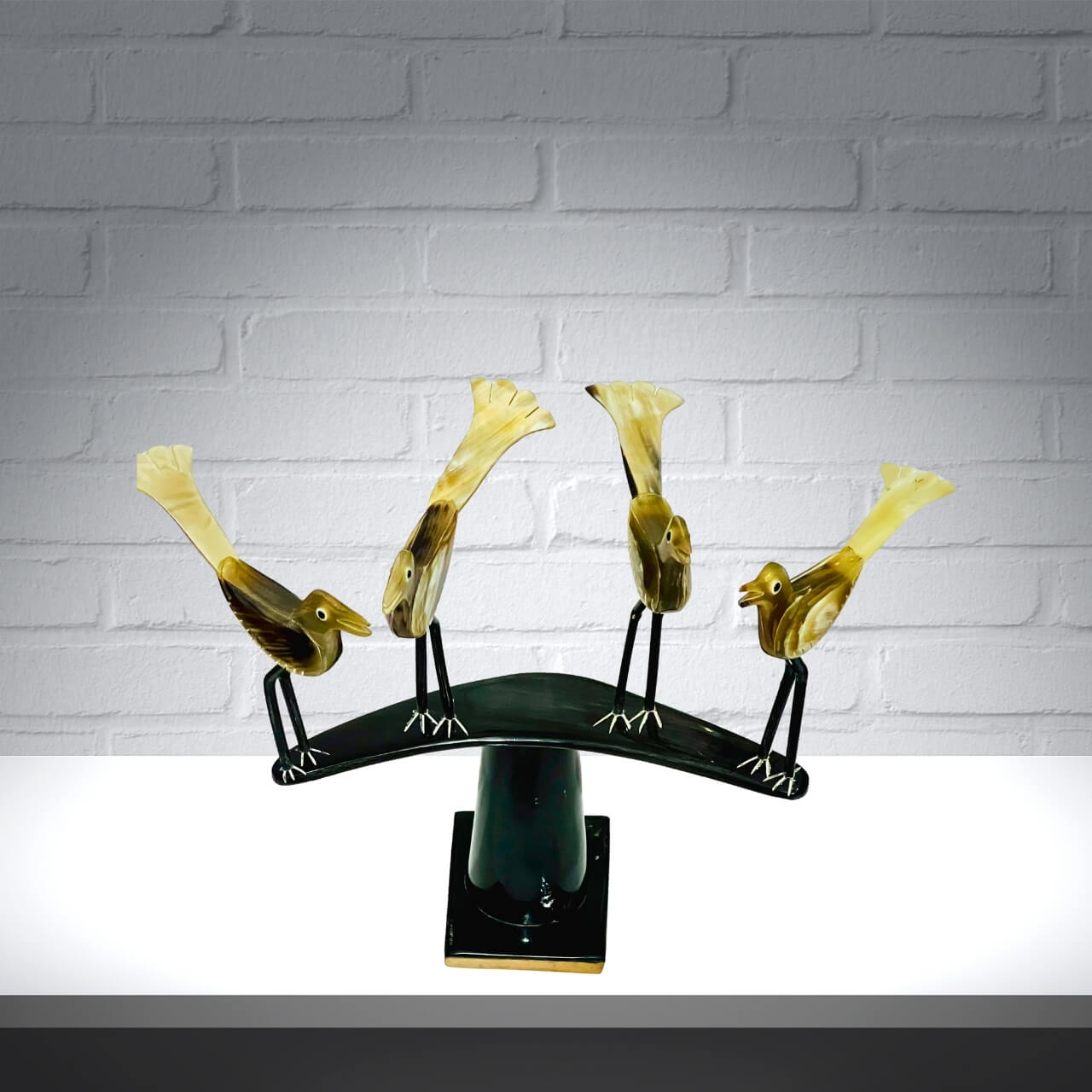 Horn Craft | Four Birds on a Branch (Black and Grey) - Taalapatra Vibes