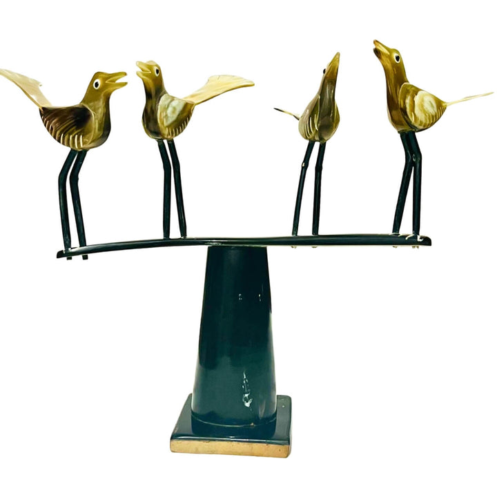 Horn Craft | Four Birds on a Branch (Black and Grey) - Taalapatra