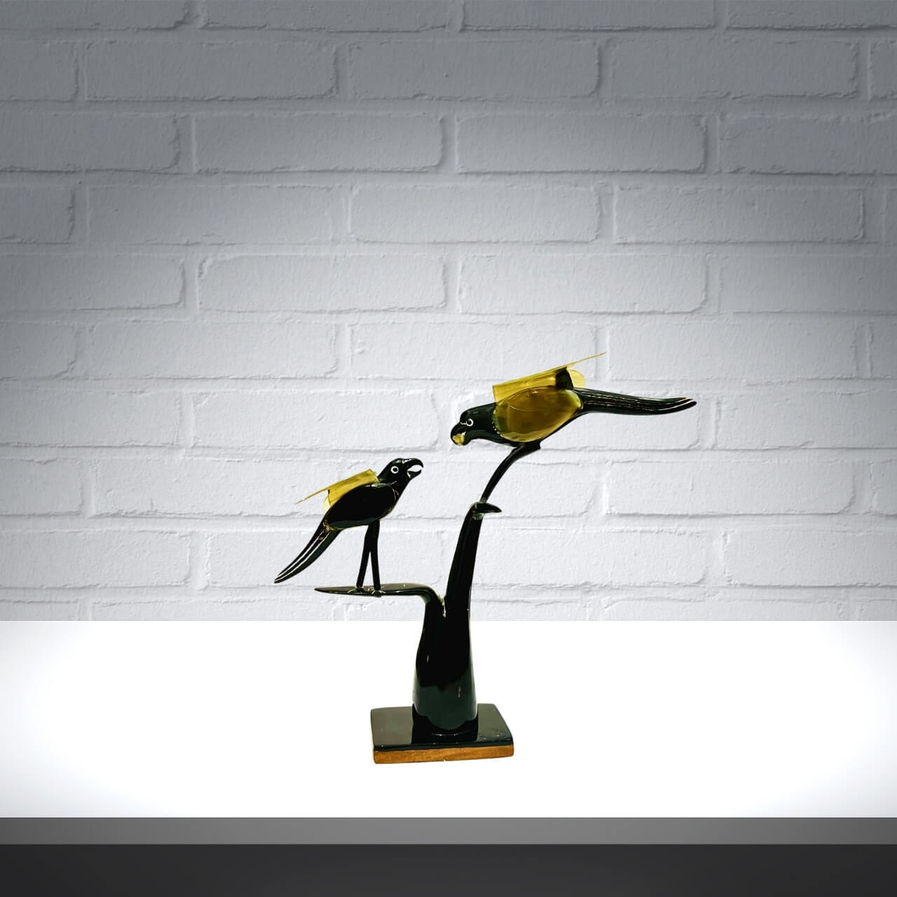 Horn Craft | Two Birds on a Branch (Black and Grey) - Taalapatra Vibes
