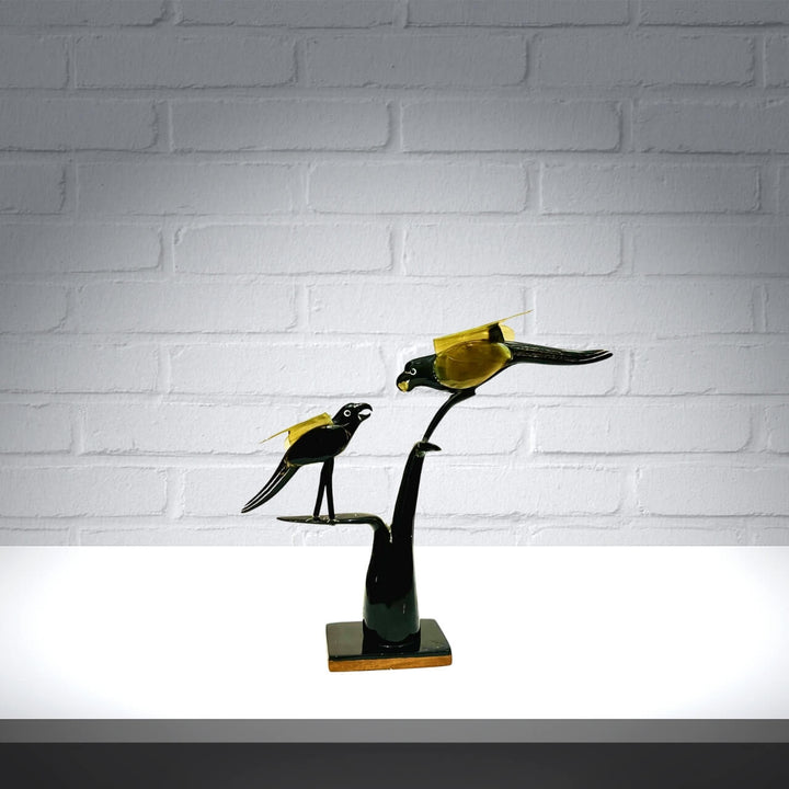 Horn Craft | Two Birds on a Branch (Black and Grey) - Taalapatra