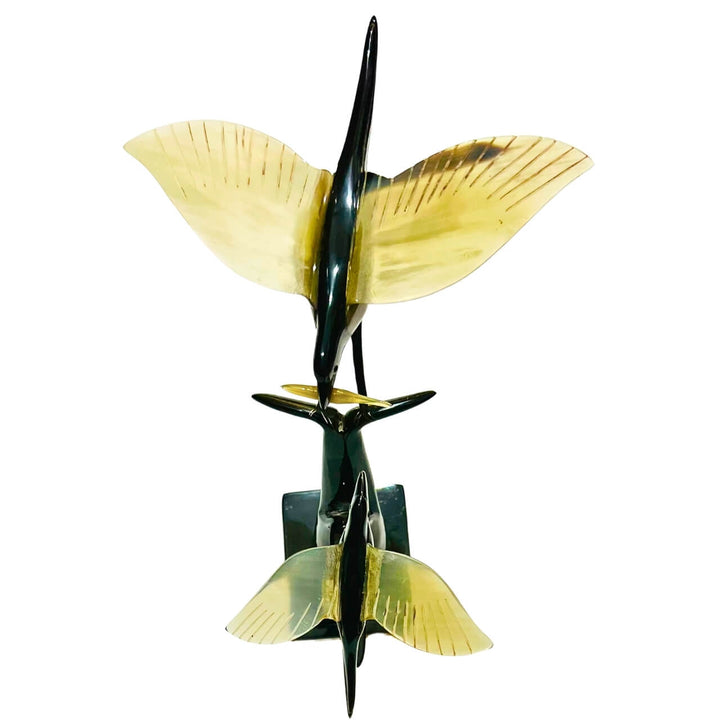 Horn Craft | Two Birds on a Branch (Black and Grey) - Taalapatra