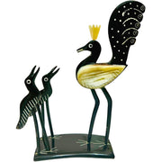 Horn Craft | Peacock Feeding Babies (Black and Grey) - Taalapatra Vibes