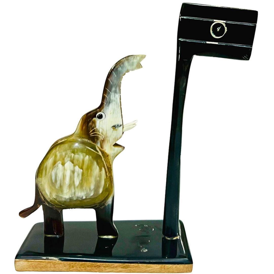 Horn Craft | Elephant with a Flag (Black and Grey) - Taalapatra