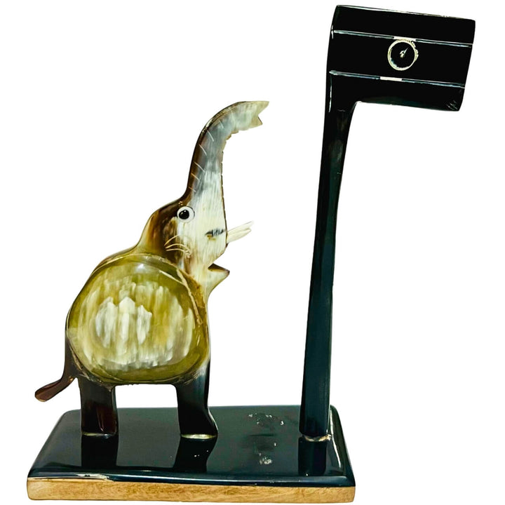 Horn Craft | Elephant with a Flag (Black and Grey) - Taalapatra