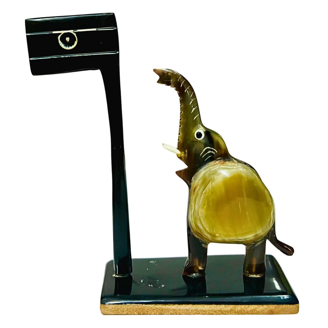 Horn Craft | Elephant with a Flag (Black and Grey) - Taalapatra