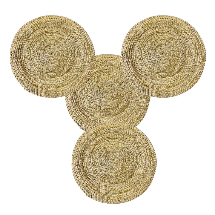 Handwoven Golden Grass | Coaster/Table Mat - Set of 4 (Medium) - Taalapatra