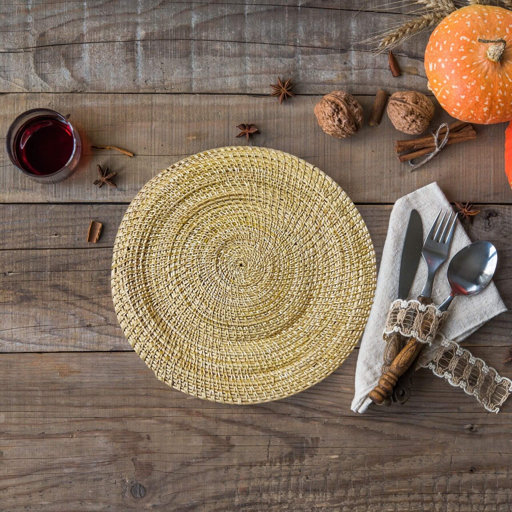 Handwoven Golden Grass | Coaster/Table Mat - Set of 3 (Large) - Taalapatra Vibes