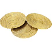 Handwoven Golden Grass | Coaster/Table Mat - Set of 3 (Large) - Taalapatra Vibes