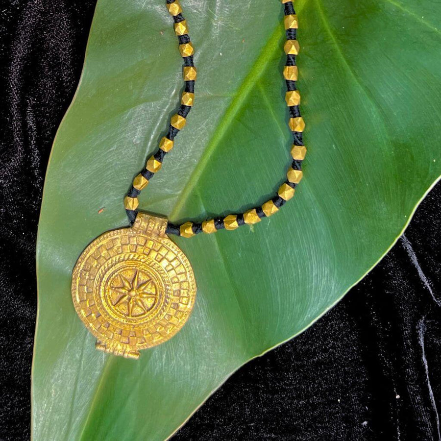 Tribal Jewellery | Round Dhokra (Brass) Necklace | Maharani - Taalapatra