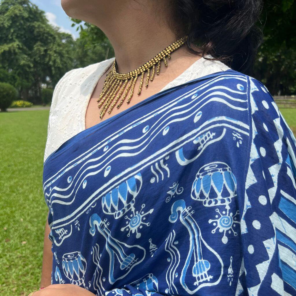 Tribal Jewellery | Choker Dhokra (Brass) Necklace | Gajagamini - 1 - Taalapatra