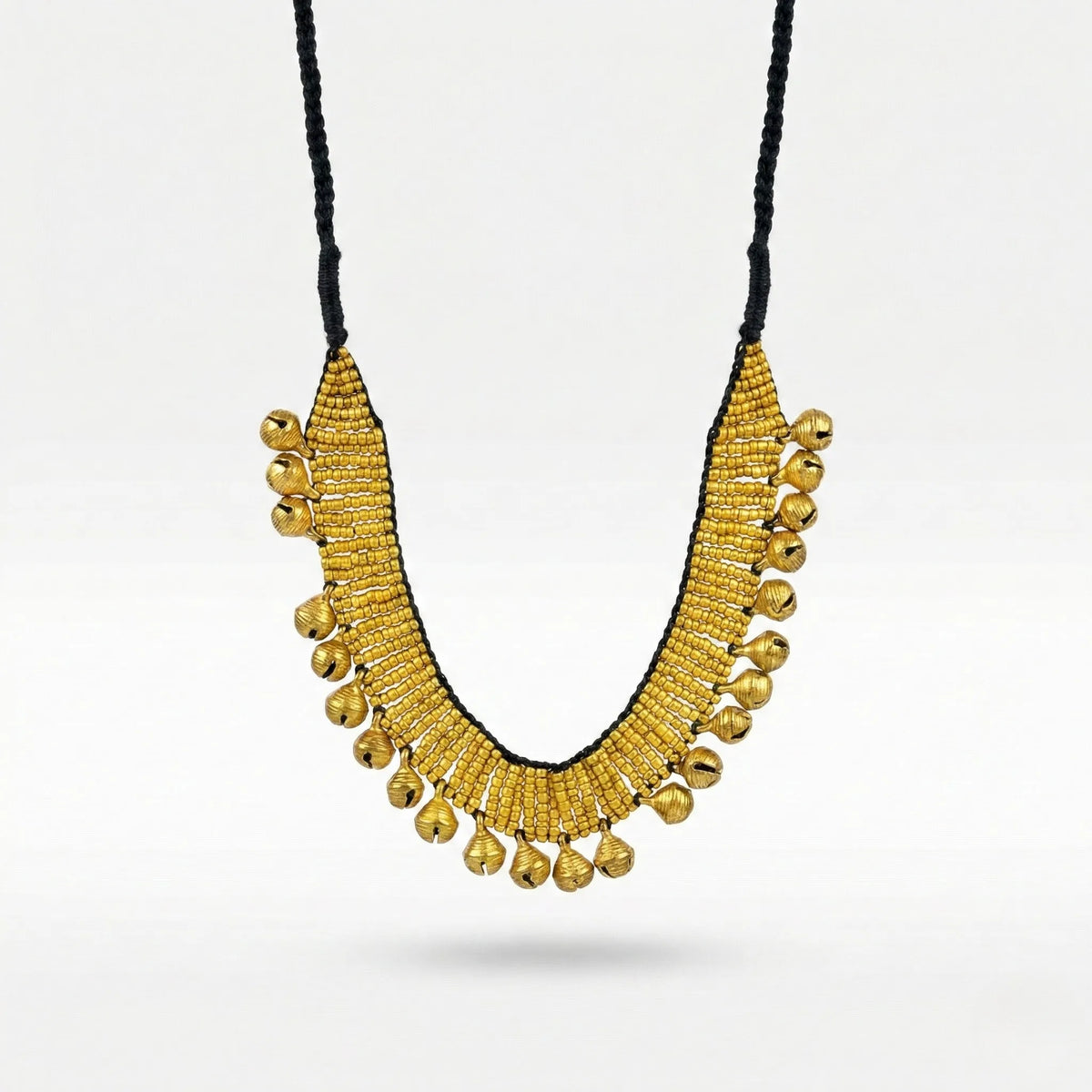 Tribal Jewellery | Choker Dhokra (Brass) Necklace with Ghungroo | Gajagamini - 5 - Taalapatra Vibes