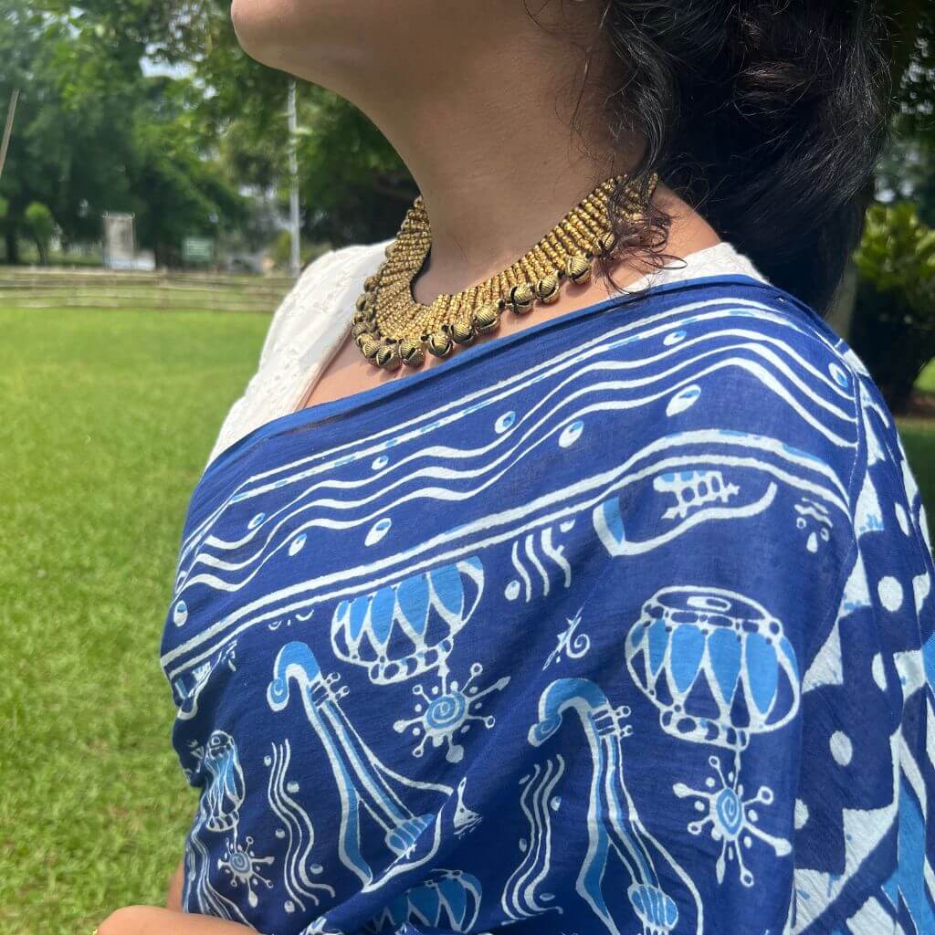 Tribal Jewellery | Choker Dhokra (Brass) Necklace with Ghungroo | Gajagamini - 5 - Taalapatra Vibes