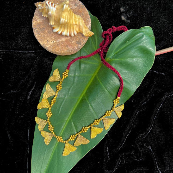 Tribal Jewellery | Dhokra (Brass) Necklace | Gajagamini - 7 - Taalapatra
