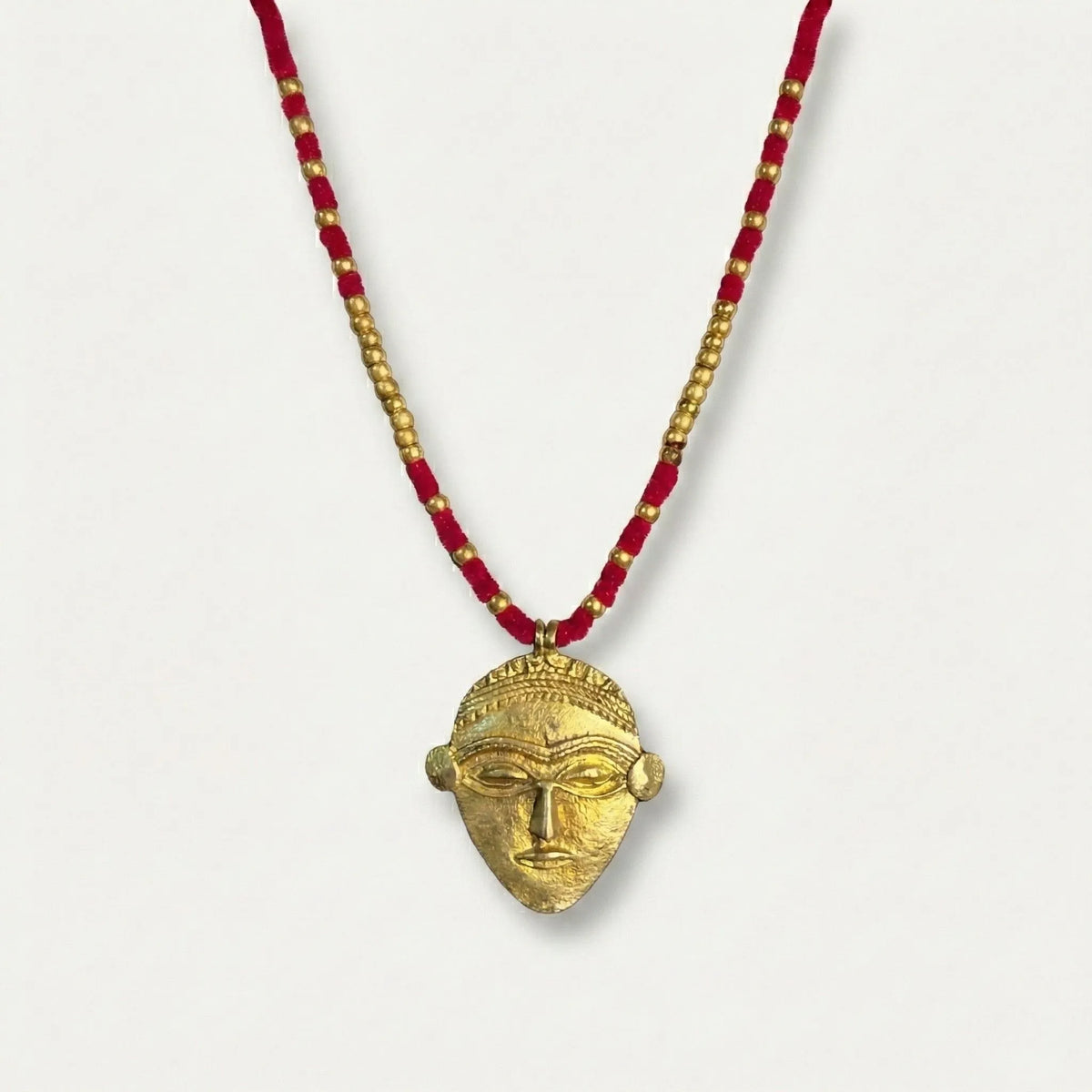 Tribal Jewellery | Dhokra (Brass) Necklace with Tribal Face | Gajagamini - 8 - Taalapatra Vibes