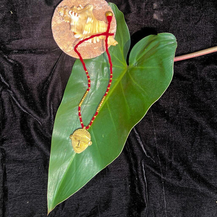 Tribal Jewellery | Dhokra (Brass) Necklace with Tribal Face | Gajagamini - 8 - Taalapatra
