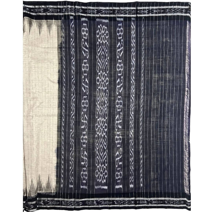 Handwoven Khadi Cotton | Sambalpuri Saree - Cream Colour