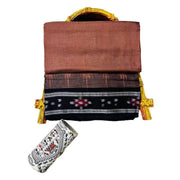 Handwoven Khadi Cotton | Sambalpuri Saree - Choco colour - Taalapatra Vibes