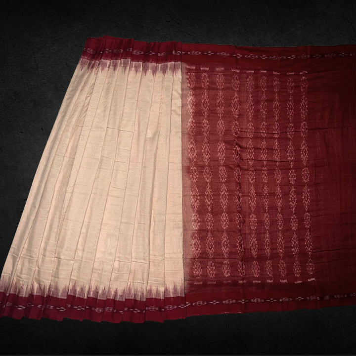 Handwoven Khadi Cotton | Sambalpuri Saree - Wheat Colour - Taalapatra