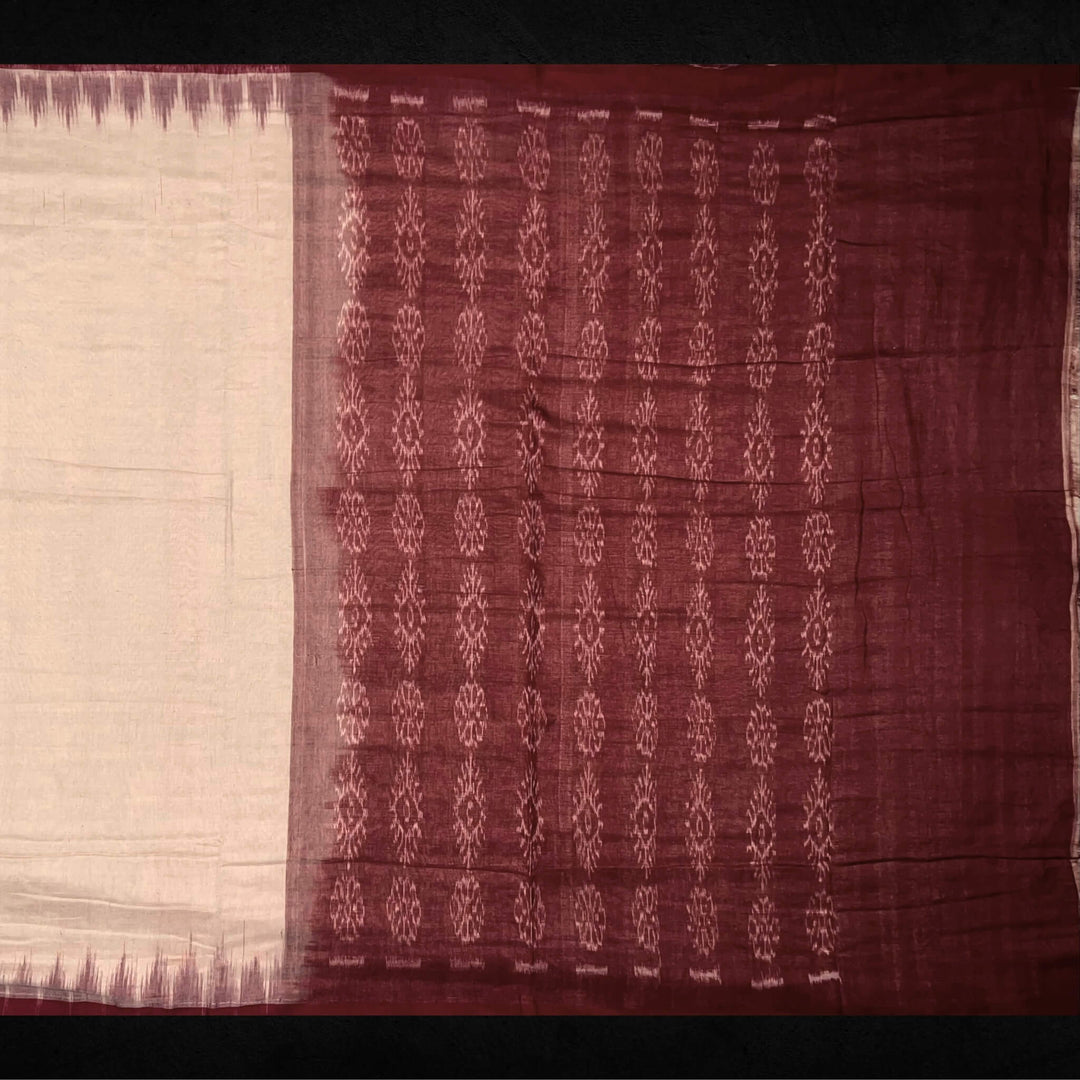 Handwoven Khadi Cotton | Sambalpuri Saree - Wheat Colour - Taalapatra