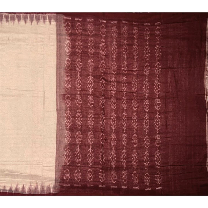 Handwoven Khadi Cotton | Sambalpuri Saree - Wheat Colour - Taalapatra Vibes