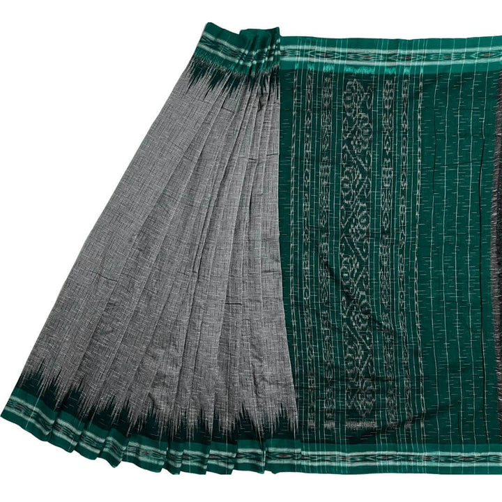 Handwoven Khadi Cotton | Sambalpuri Saree - Steel Ash Colour